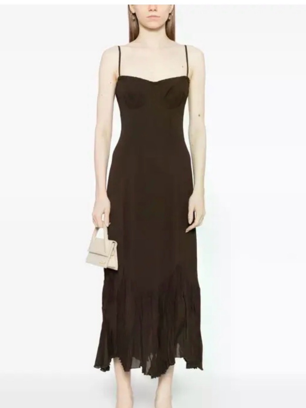 Reformation Aiko dress in mole Brown Spaghetti-Strap Midi Dress